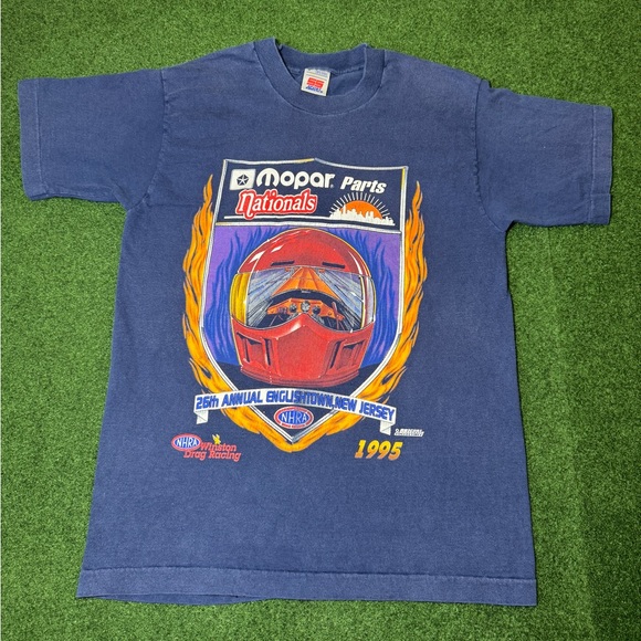Vintage Mopar Nationals NHRA Drag Racing RARE 90s Flame Jersey M T Shirt 19x27